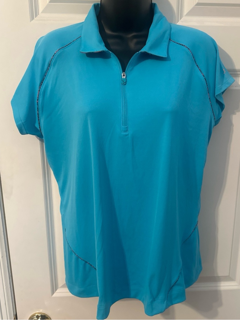 Women’s Slazenger Short Sleeve Golf 1/4 Zip Polo Top - Aqua